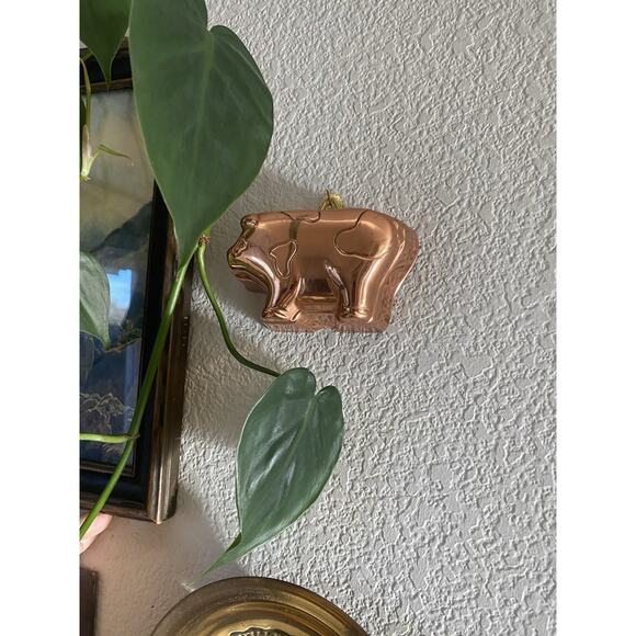 Vintage Copper Mold Small Pig Wall Hanging Jello Mold Farmhouse Copper Mold - Picture 6 of 6